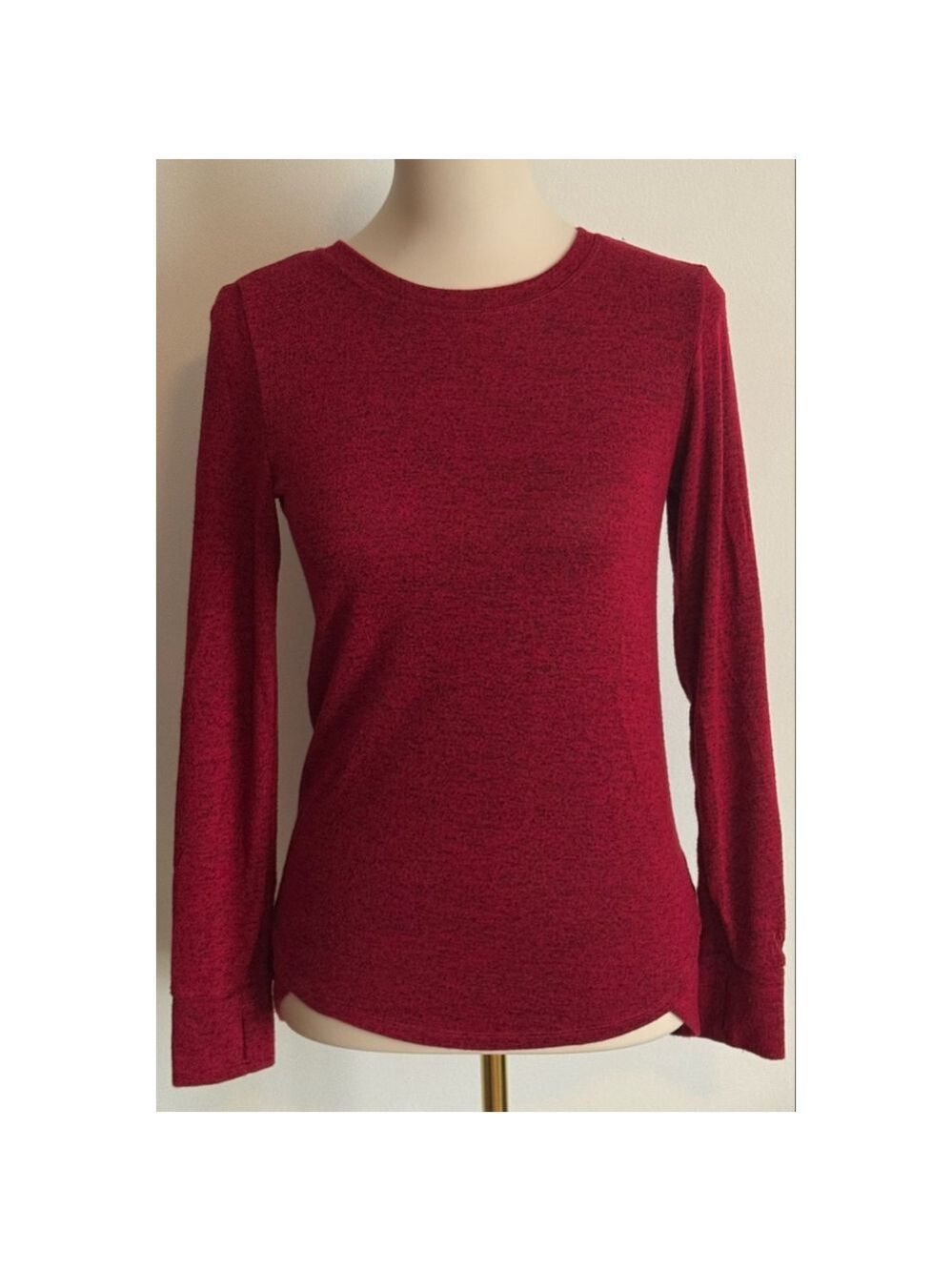 Women's Cuddl Duds Red & Black Long Sleeve Tee S